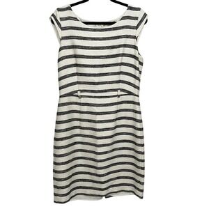 Banana Republic Size 12 Navy White Striped Sheath Dress Work Career, Retail $99